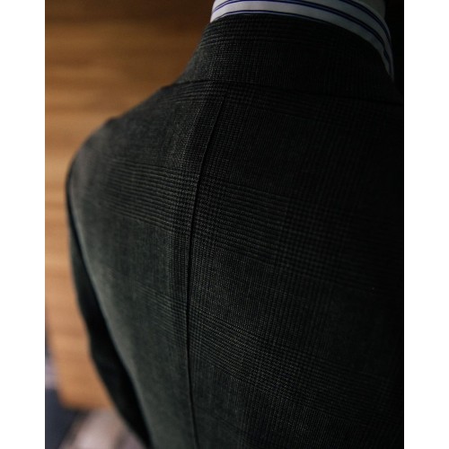 Plain Weave Olive Classic Prince of Wales Check by The Anthology TW